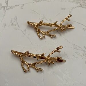 Golden Birch Branch Hair Clips